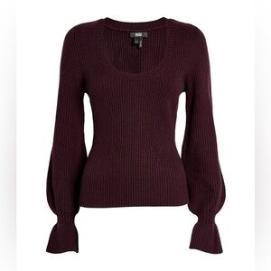 PAIGE Virtue Rib Wool Blend Sweater in Black Cherry